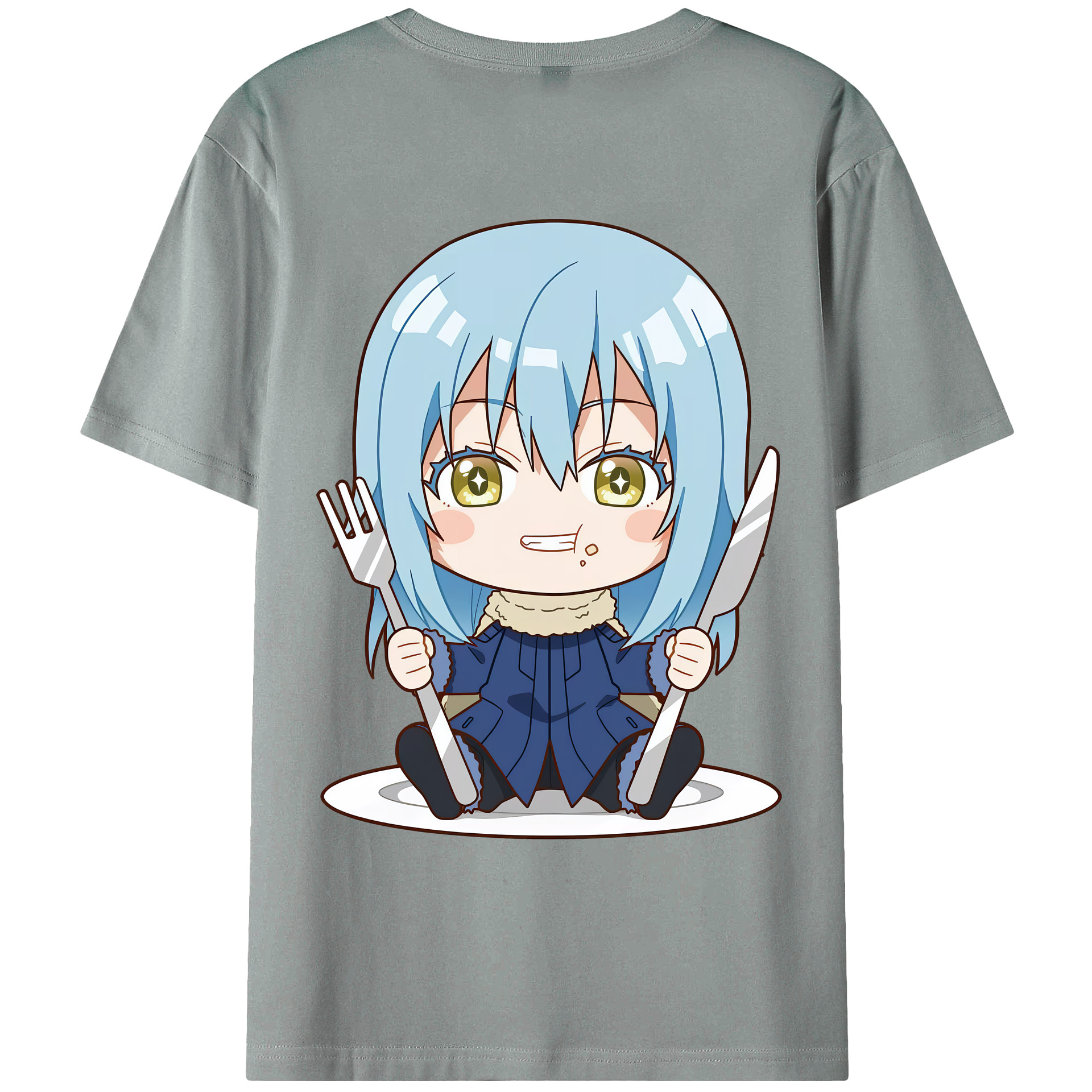 （画像用） 転スラ Regarding Reincarnated to Slime 綿100％ メンズ半袖Tシャツ（バックプリント） 通気性